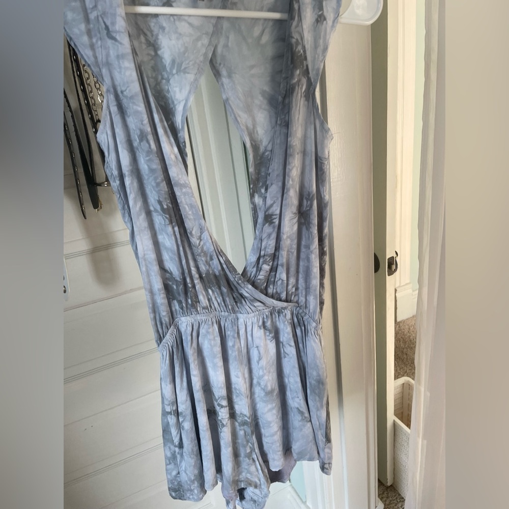 Low back and chest tie die romper